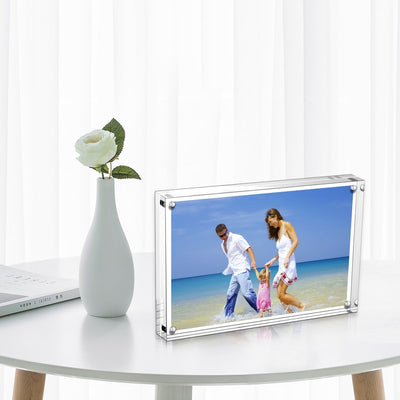 AMEITECH Acryl Bilderrahmen, 9x13 cm transparent, doppelseitig magnetisch Bilderrahmen, Desktop rahm