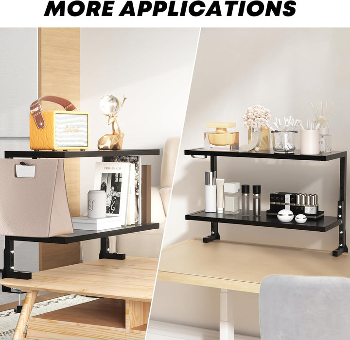PUTORSEN 24-Zoll Clamp-on Schreibtisch Organizer - 2 Tier Schreibtisch Regal DIY Regal unter Schreib
