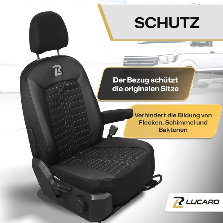 LUCARO Sitzbezüge Auto für Volkswagen Crafter 2, Man TGE 1+2 Grau Auto Sitzbezüge Man TGE, Volkswage