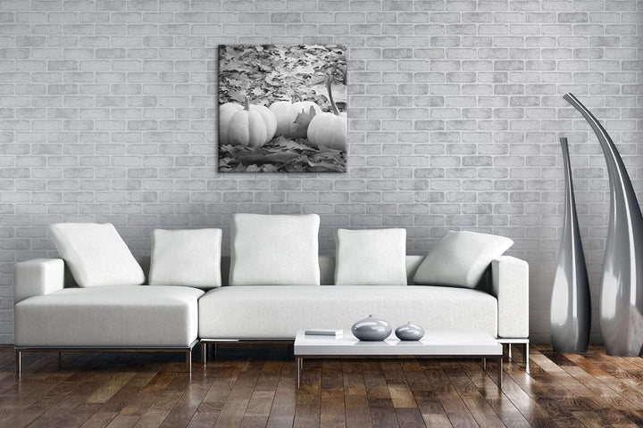 deyoli Herbstliche Kürbise Effekt: Schwarz&Weiss Format: 70x70 als Leinwandbild, Motiv fertig gerahm