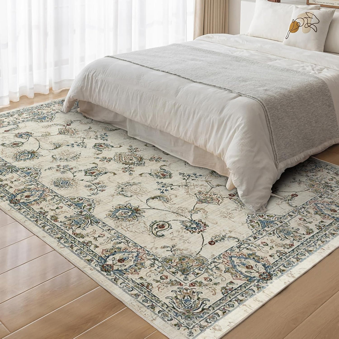 CHOSHOME Vintage Teppich Wohnzimmer 80X150CM Waschbarer Kurzflor Boho Weiche Teppich Mit Orient Desi