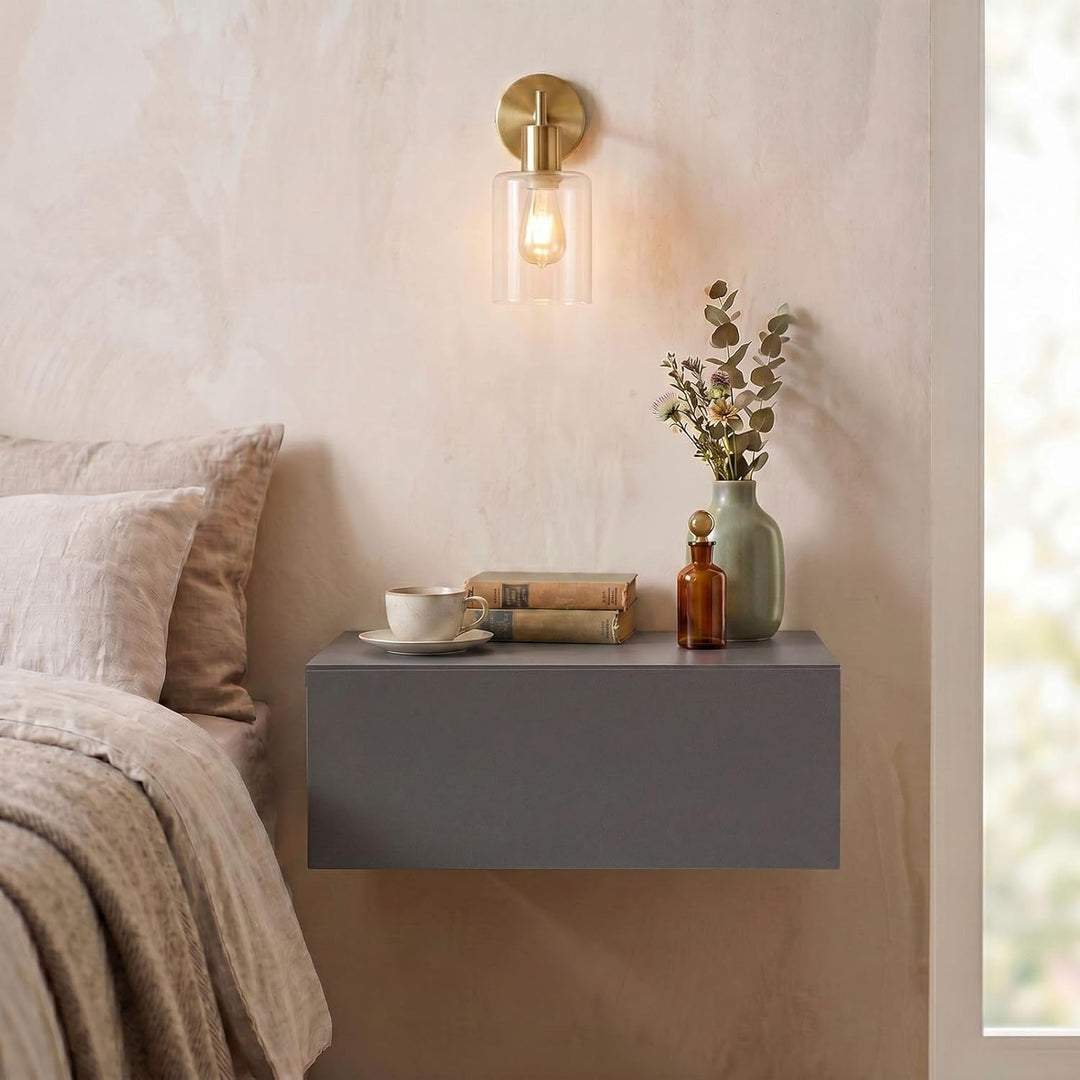 CARO-Möbel Wandregal Anne hängende Nachtkommode Wandboard Nachttisch mit 1 Schublade schwebend, grif