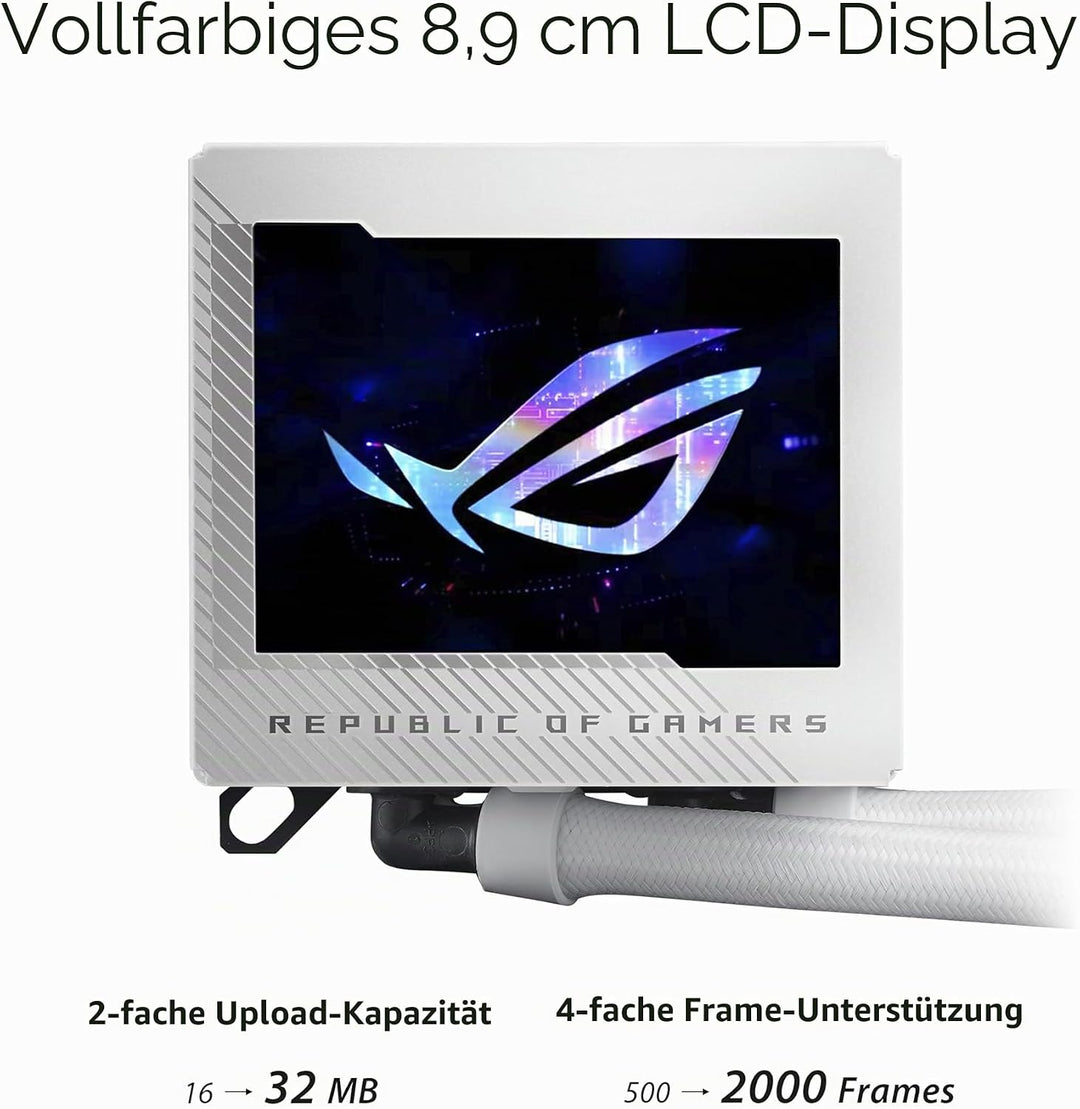 ASUS ROG Ryujin III 240 ARGB White Edition All-in-One Flüssig CPU-Kühler (3,5 Zoll LCD, Asetek-Pumpe
