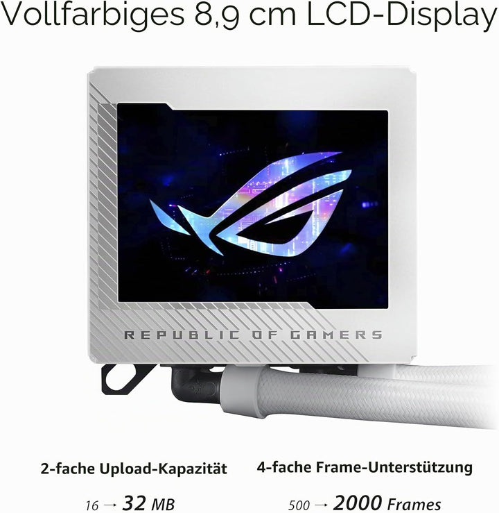 ASUS ROG Ryujin III 240 ARGB White Edition All-in-One Flüssig CPU-Kühler (3,5 Zoll LCD, Asetek-Pumpe