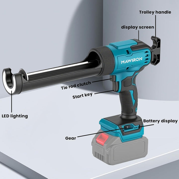 Akku Kartuschenpresse für Makita 18V, Elektrische Kartuschenpresse mit 6 Geschwindigkeiten, LED-Lich