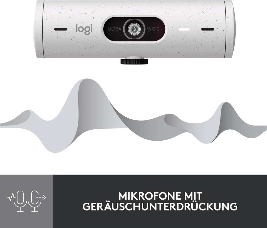 Logitech Brio 500 Full-HD-Webcam mit Auto-Lichtkorrektur, Zeigemodus, Doppelmikrofon + Rauschunterdr