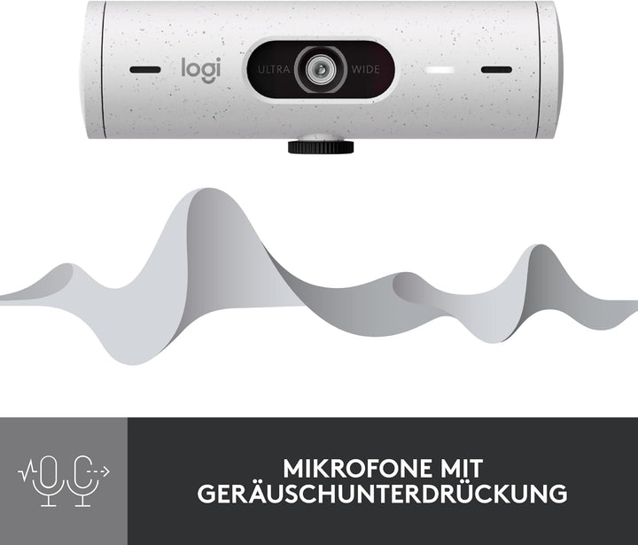 Logitech Brio 500 Full-HD-Webcam mit Auto-Lichtkorrektur, Zeigemodus, Doppelmikrofon + Rauschunterdr