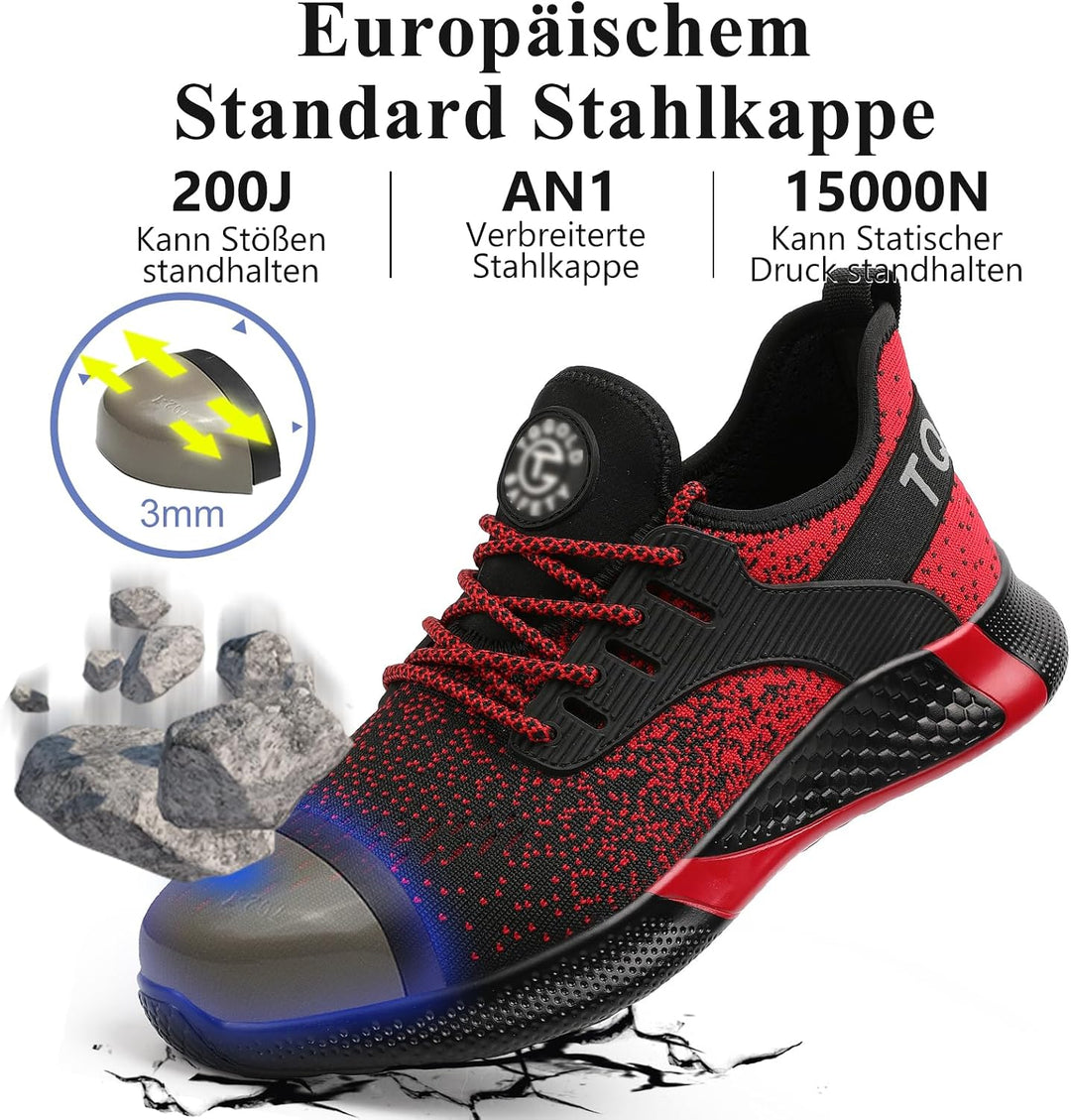 Sicherheitsschuhe Herren Damen Leicht Arbeitsschuhe Stahlkappe Sportlich Schutzschuhe Atmungsaktiv r