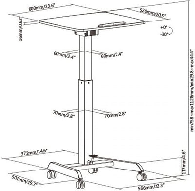 VDD Schreibtisch-Sitz-Steh-Laptoptisch - Präsentationstisch - fahrbar - höhenverstellbar