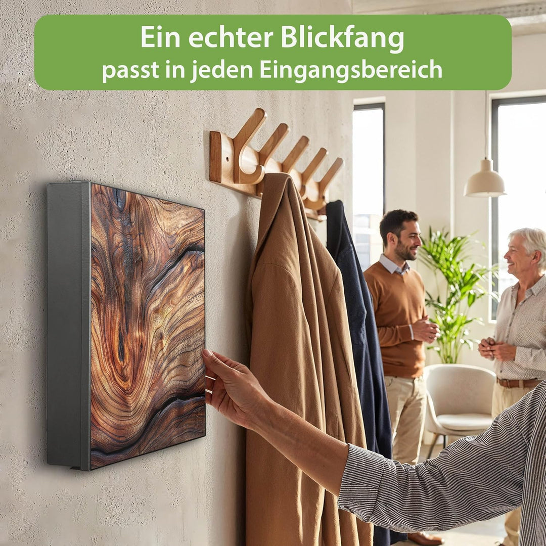 banjado Grosser Schlüsselkasten Glas - Schlüsselbox 30x30cm mit 50 Haken - Schlüsselkasten modern fü