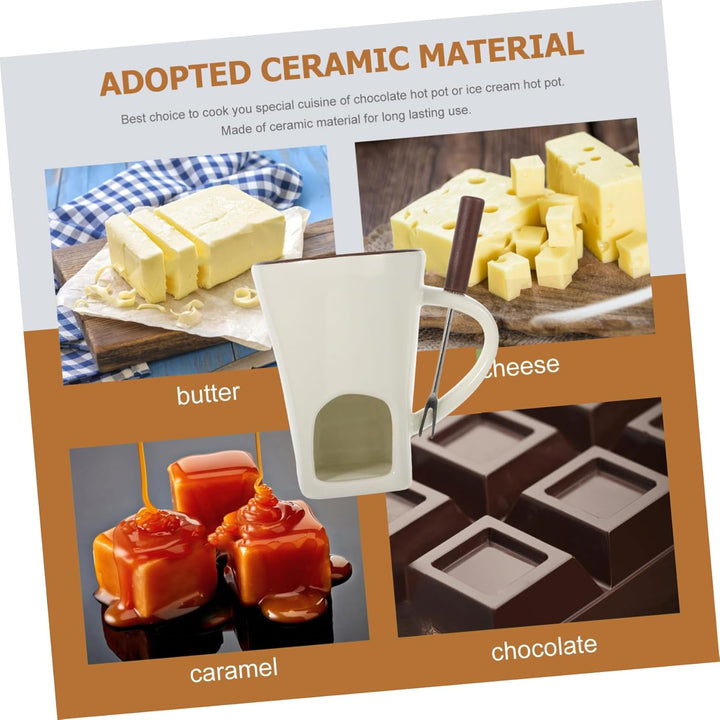 BESTonZON Eisbecher 1 Set Schokoladenfondue-Becher Keramik-Butterwärmer-Set Mini-Schmelz-Hot-Pot-Tas