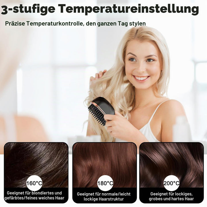 Mini Glättbürste Kabellos, 2026 Neu Haarglätter Bürste, Mini Tragbare Bürste Glätten, Kabellose Glät