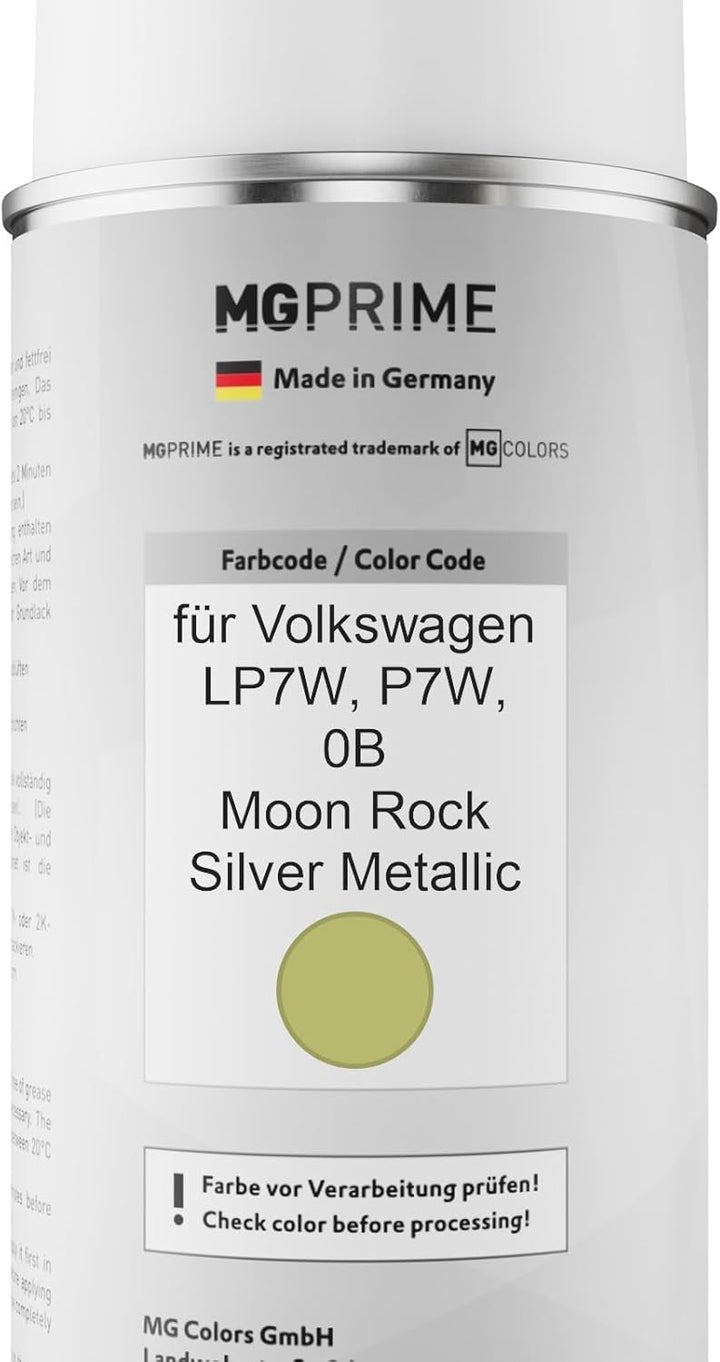 MG PRIME Autolack Sprühdosen Set für Volkswagen VW LP7W / P7W / 0B Moon Rock Silver Metallic Basisla