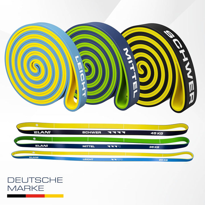 ELANI Resistance Bands - zweifarbig mit Widerstandslinien + Workoutplan & Eco-Verpackung - Widerstan