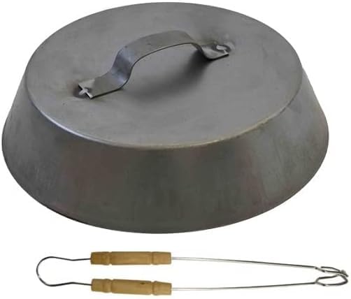 Schale mit Deckel mit Durchmesser von 40 cm zum Kochen unter Glut, Ofeneffekt, Verwendung in Kamin,