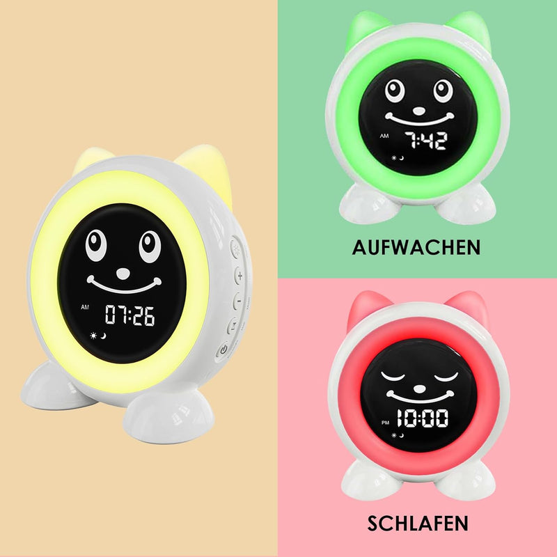 FiveHome Wecker Kinder-Schlaftrainer Kinder Kinderwecker Digital Lichtwecker mit 11 Farben Nachtlich