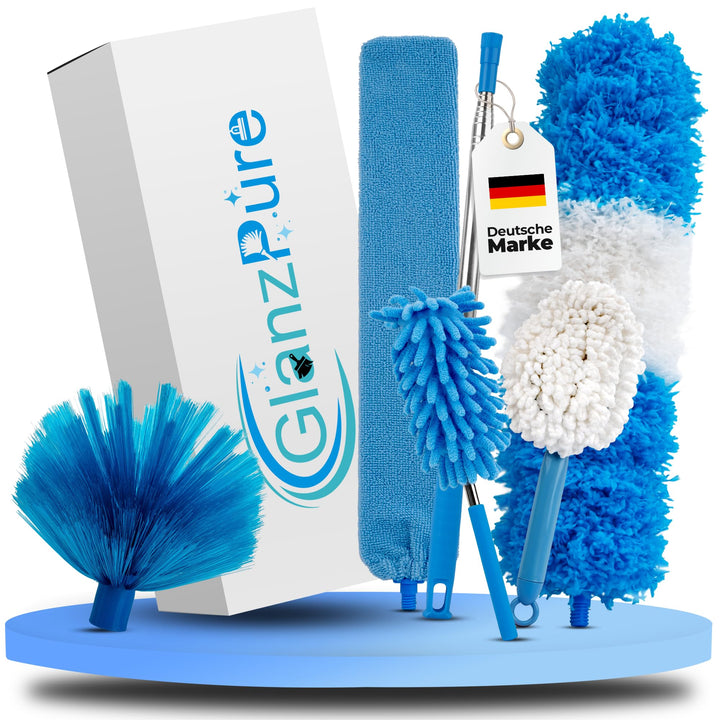GlanzPure Staubwedel Teleskop-lang ausziehbar bis 2,5m und waschbar,biegbarer und kratzfreier Staubw
