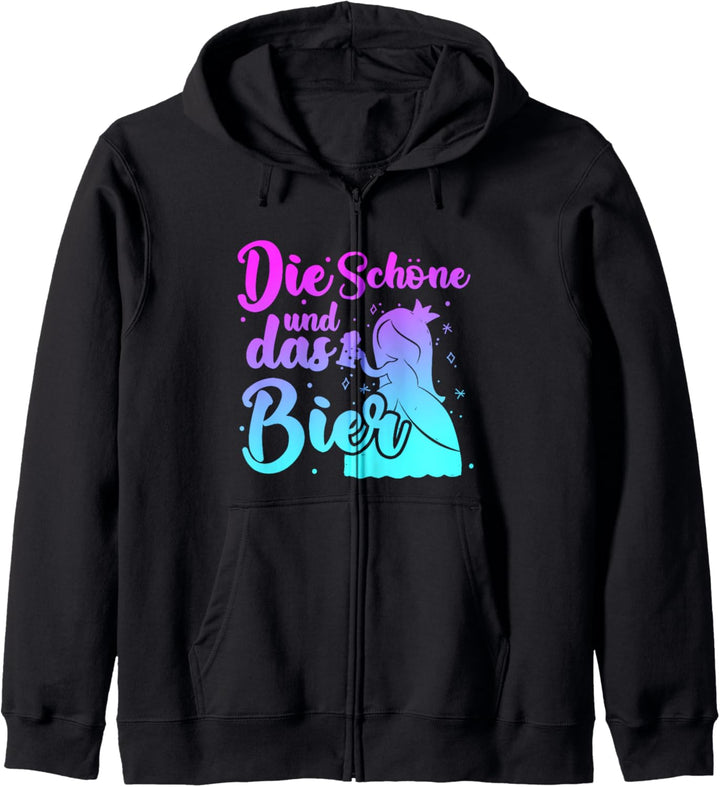 Die Schöne und das Bier Wortspiel Trinkspruch Märchen Design Kapuzenjacke