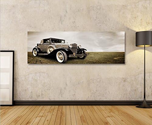 islandburner Bild Bilder auf Leinwand Oldie V2 Oldtimer Retro Sepia Panorama XXL Poster Leinwandbild