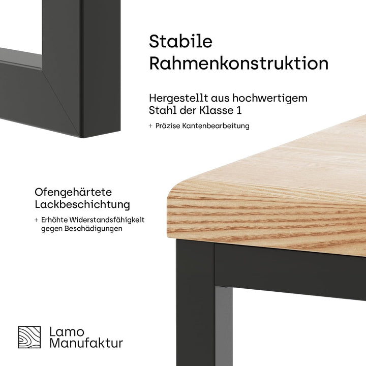 LAMO Manufaktur Blumenständer Metall Schwarz | Pflanzenständer Holz mit Natur Farbe | Blumenhocker h
