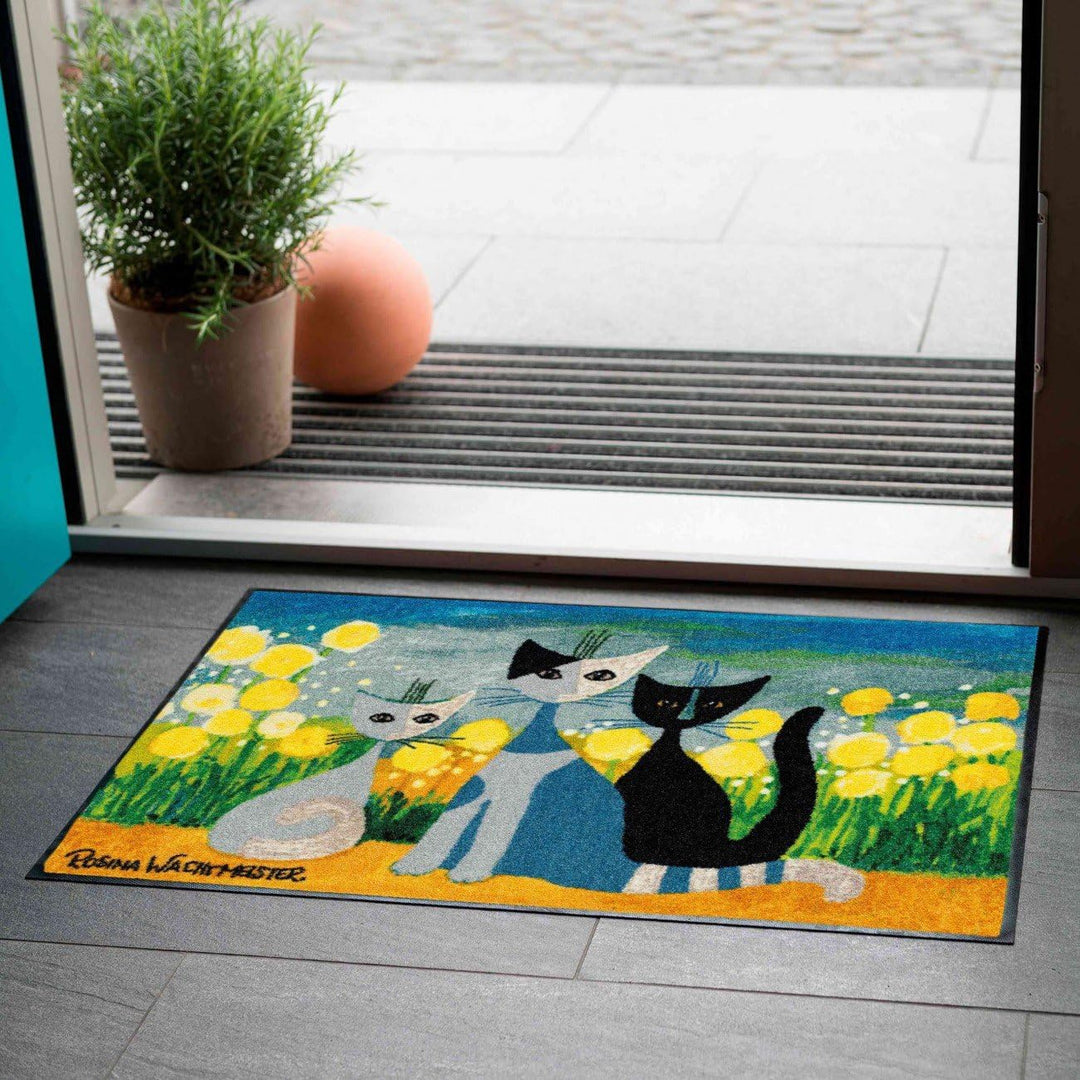 Fussmatte Lifestyle Springtime 50x75 cm Frühling Eingangsmatte bunt Blumen Katzen Fussabtreter H 50