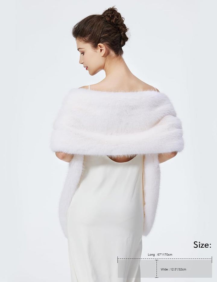 BEAUTELICATE Damen Kunstpelz Stola Schal Warp Brautjacke Kunstfell Brautschal Brautstola für Braut A