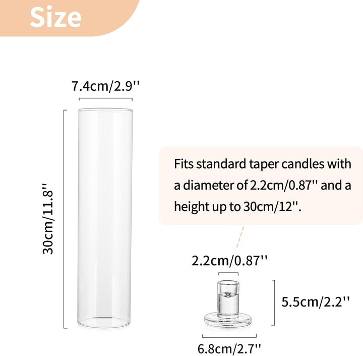 NUPTIO Glaszylinder Kerzenständer Kerzenhalter Glas - 10 Stücke Kegel Kerzenhalter Stabkerze Pack fü