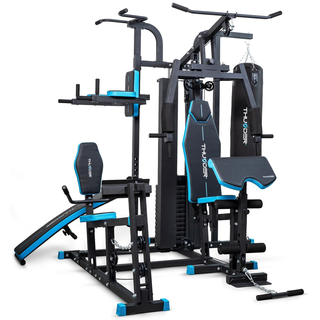 THUNDER Multifunktionale Kraftstation Home Gym Fitnessstation mit Kabelzug &amp; Muskelaufbau Training D