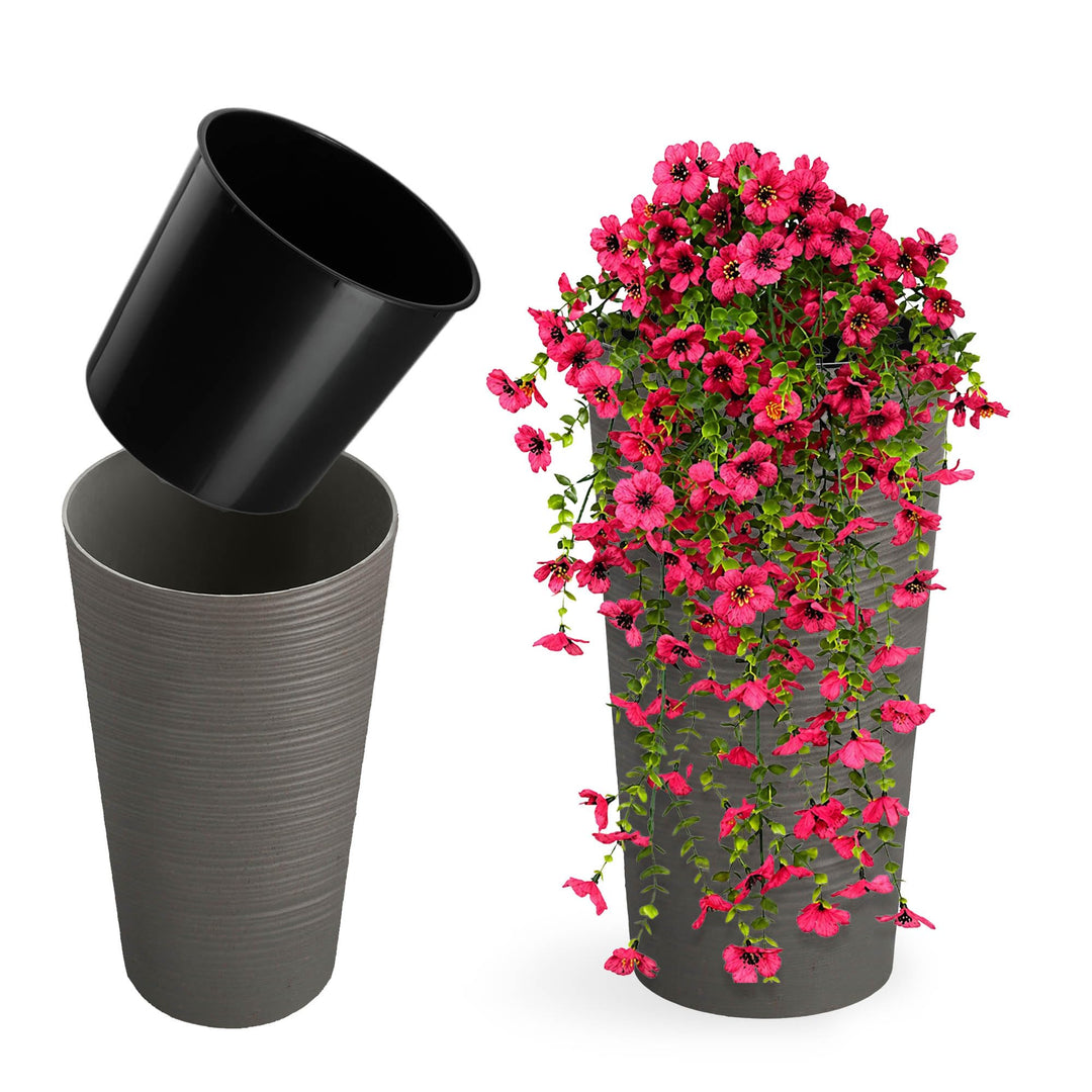 KADAX Blumentopf mit Holzspänen, eleganter Übertopf mit herausnehmbarer Einlage, Blumentopfschutz fü