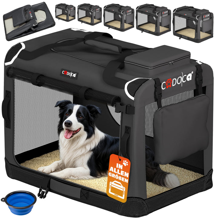 CADOCA® Hundebox faltbar Transportbox XL 82x56x58cm robust atmungsaktiv Transporttasche Auto Rückban