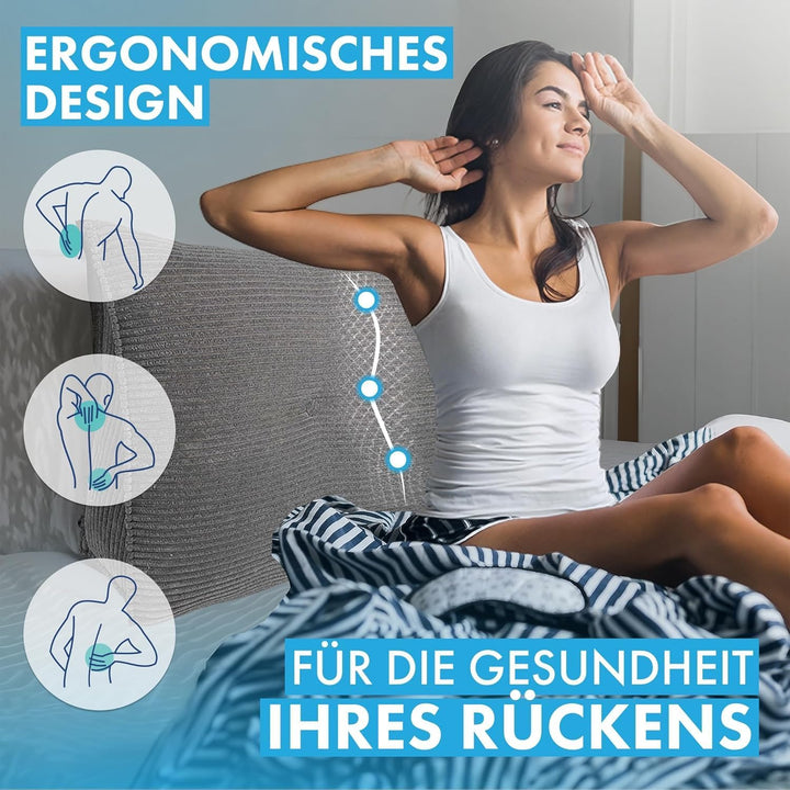 Bouclé Rückenkissen für Bett &amp; Sofa 140cm, abnehmbarem Bezug Boucle-dunkelgrau 140cm, Boucle-dunkelg