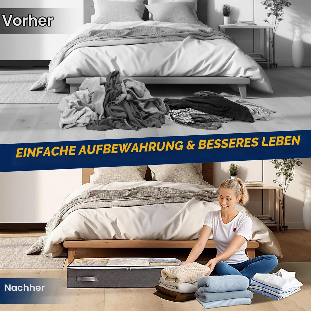 AIOR 4 Stück 90L Unterbettkommode mit Sichtfenster, Faltbare Unterbett-Aufbewahrungstasche Kleiderau