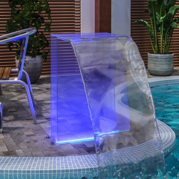 Tidyard Wasserfall Element mit RGB-LEDs, Pool Brunnen mit LEDs, Schwimmbad Wasserfall Poolfontäne Ac