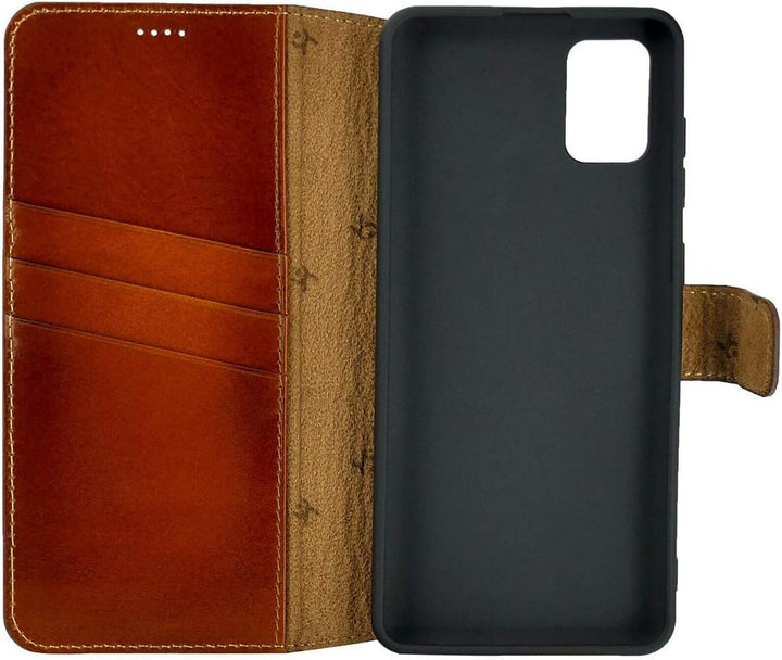 Suncase Book-Style Hülle kompatibel mit Samsung Galaxy M31s Leder Tasche (Slim-Fit) Lederhülle Handy