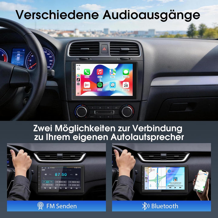 Haudio 2 Din Autoradio mit Wireless CarPlay & Android Auto, 7 Zoll IPS Bildschirm, Mirror Link, GPS,