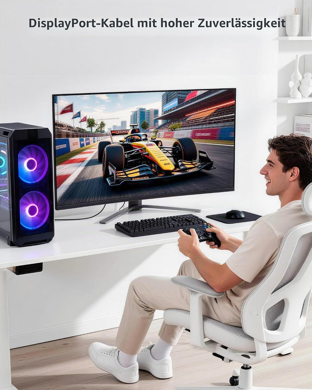 10K 8K 4K DisplayPort 2.1 Kabel 54Gbps 7.5M, VESA Zertifiziertes DP zu DP Kabel 4K 240Hz 144Hz 120Hz
