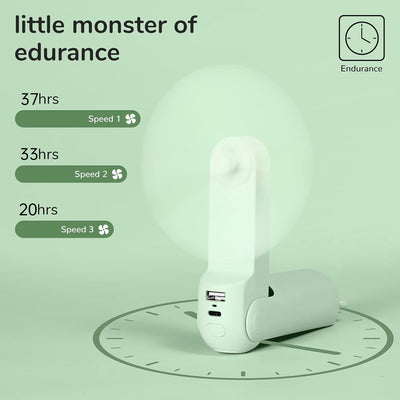 JISULIFE Handventilator Mini Ventilator 3 IN 1, mit 4500 mAh Powerbank USB Akku Klein Ventilator, Ba