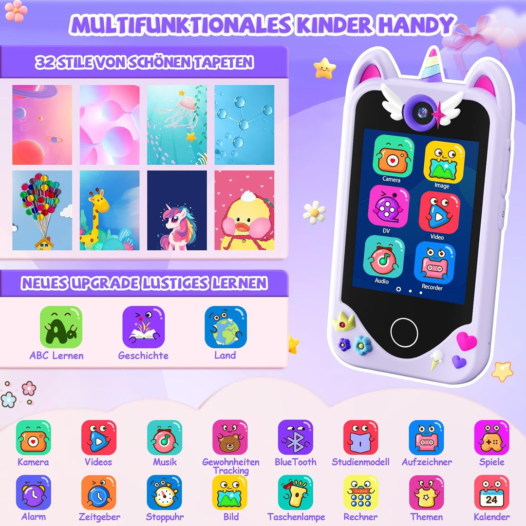 Kinder Handy Smartphone Mädchen Geschenke - Weihnachten Geburtstag Geschenke ab 3 4 5 6 Jahre Mädche