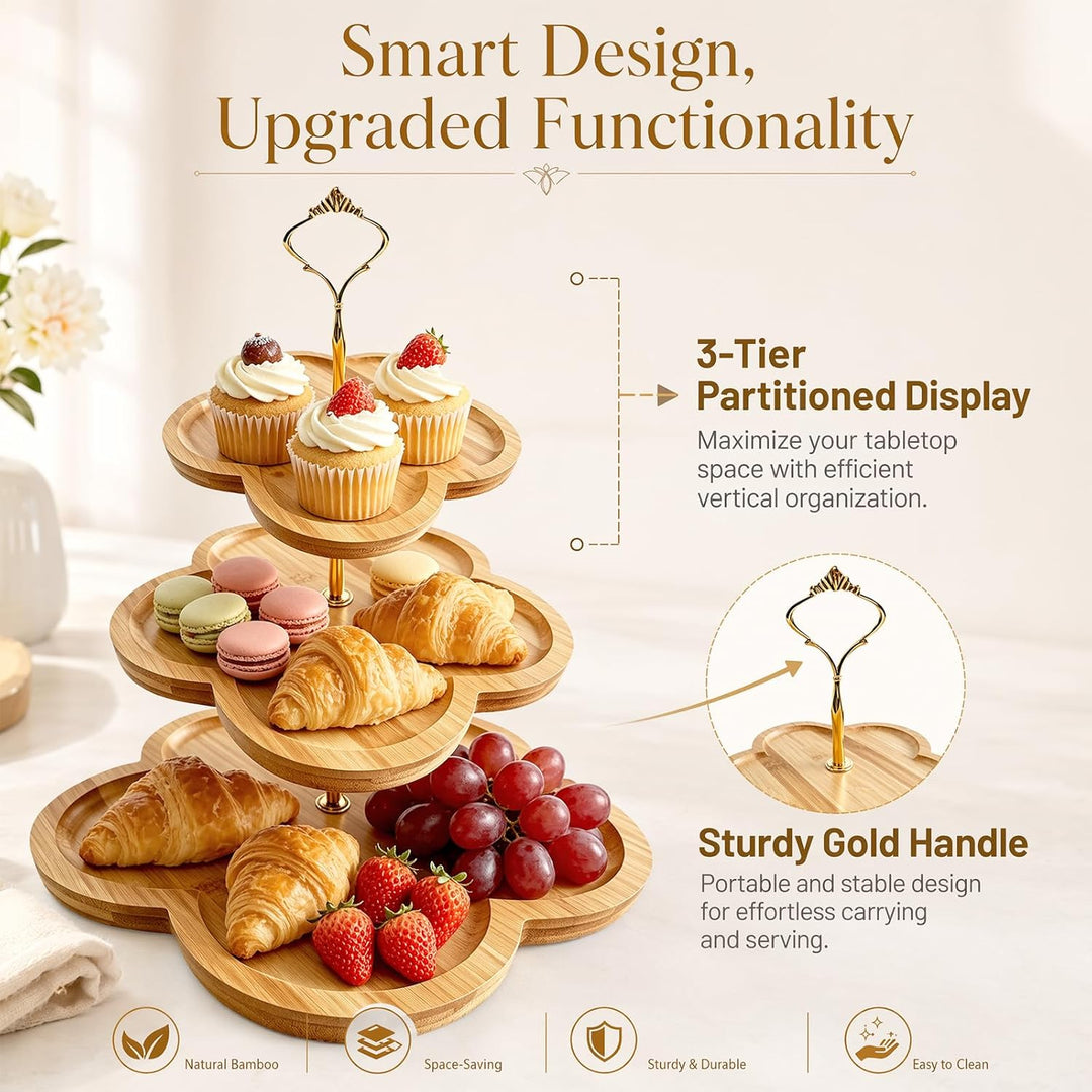 Etagere Holz - Cupcake Ständer - Tortenständer 3 Etagen - Donut Ständer für Obst, Desserts, Hochzeit