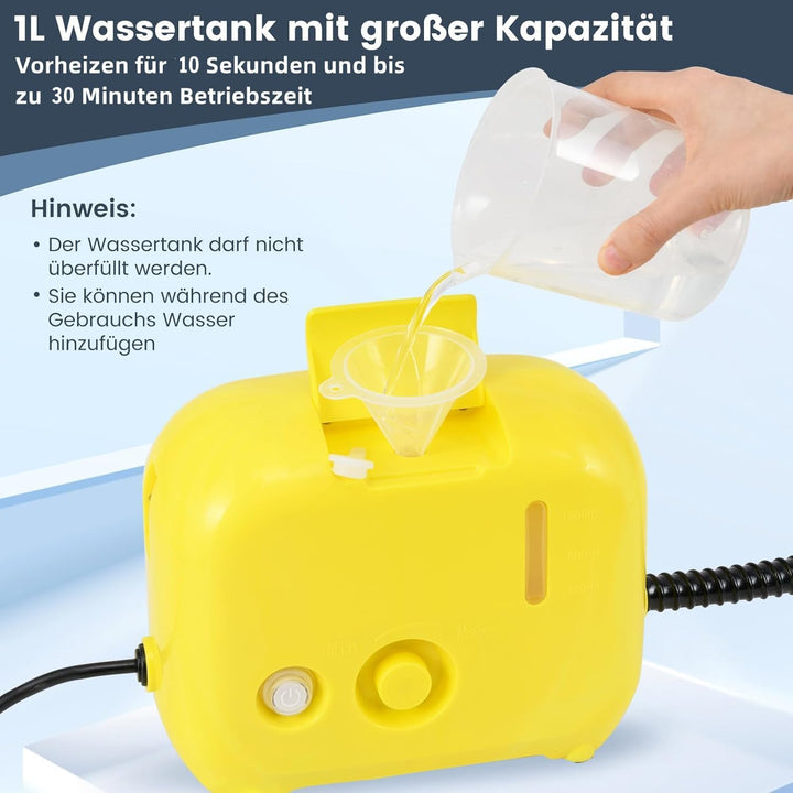 RELAX4LIFE Dampfreiniger, 1600W & 1L, Dampfdruck: 3 bar, Aufheizzeit: 10 s, Dampfreiniger Handgerät