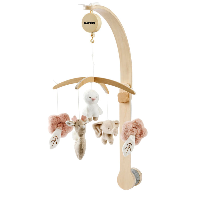 Nattou Mobile mit Spieluhr, Sanftes Wiegelied "La-Le-Lu", Polyester/Holz, FanFan, Beige