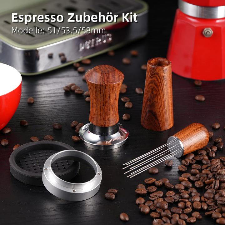 53.5mm Siebträger Zubehör Set,Kaffee Tamper,WDT Tool,Dosierring &amp; Tampermatte Set,Siebträgermaschine