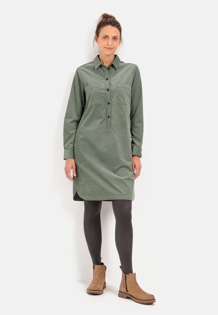 camel active Damen Hemdblusenkleid mit Langen Ärmeln XXL Smoke Khaki, XXL Smoke Khaki