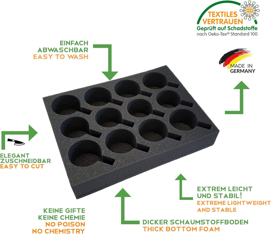 SCHAUMEX ® 1x Tassenhalter Glashalter Gläserhalter Becherhalter - Platz für 12 Stück - Schaumstoff f