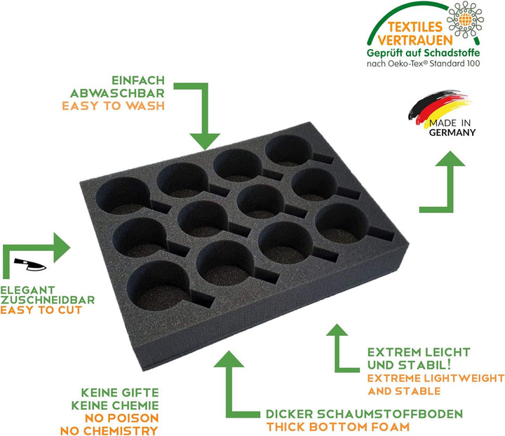 SCHAUMEX ® 2X Tassenhalter Glashalter Gläserhalter Becherhalter - Platz für 12 Stück - Schaumstoff f