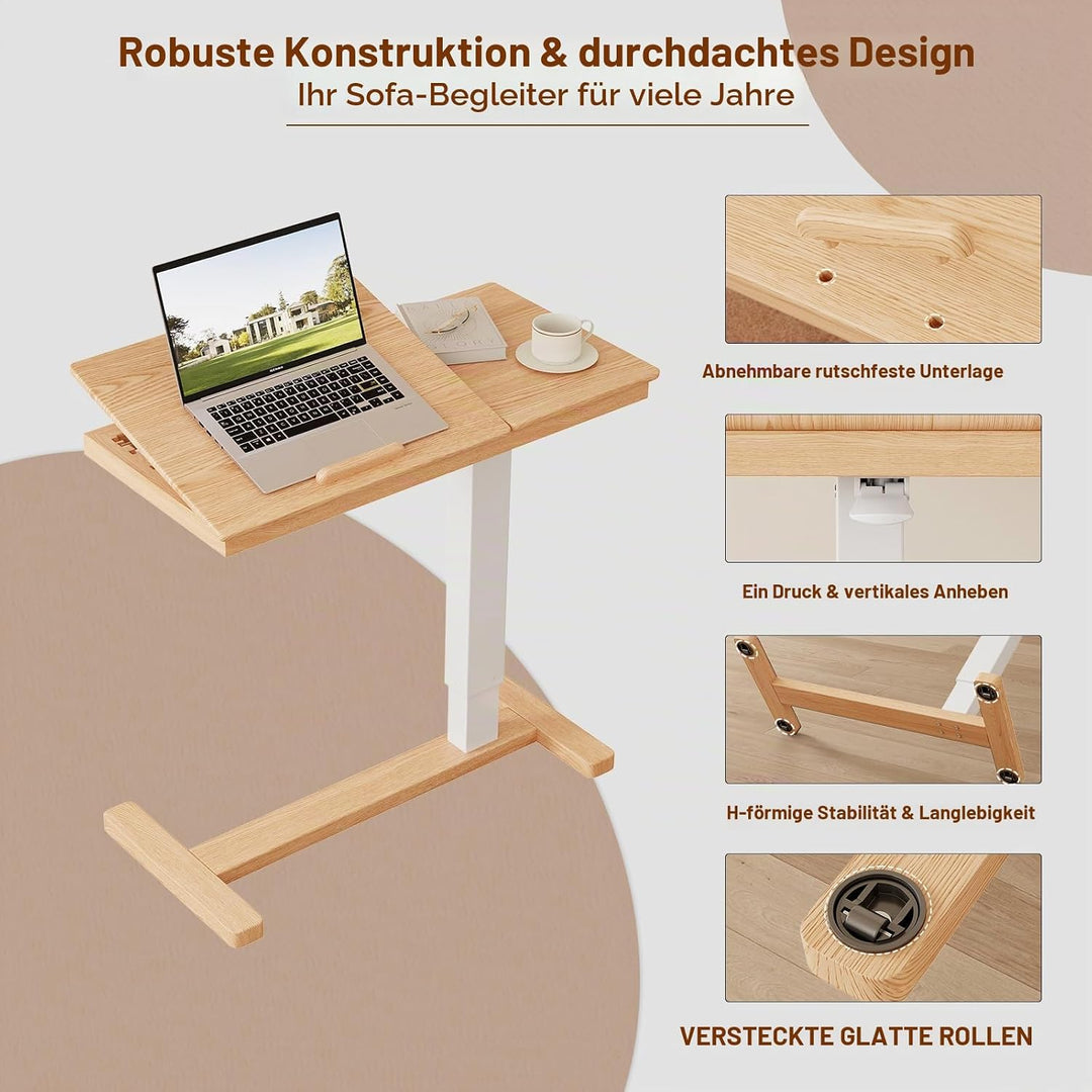 YQJJGL Massivholz-Beistelltisch mit Rollen, mobiler Stehtisch, 80 × 40 cm grosse Tischplatte, verste