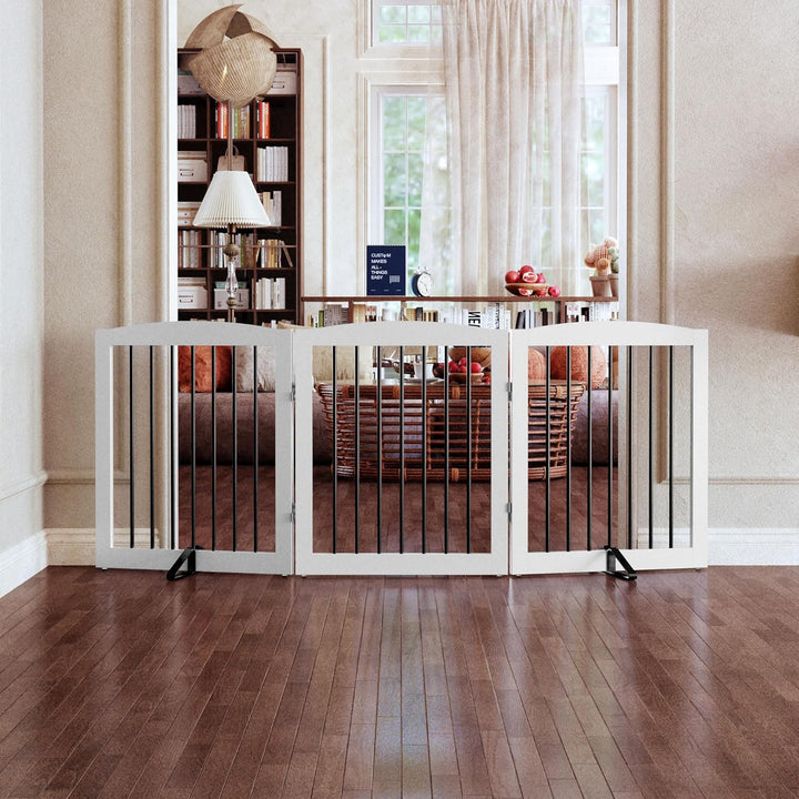 Absperrgitter Hund,Hundegitter für Wohnung Garten ohne Bohren aus Metal Holz,Freistehendes Hundeabsp