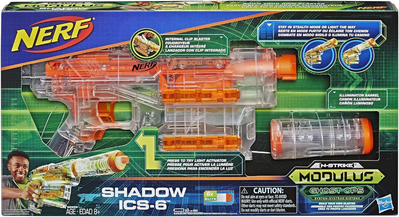 NERF Hasbro E2655EU4 N-Strike Modulus Ghost Ops Shadow ICS-6, Spielzeugblaster mit Tarn-oder Lichtmo