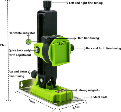 Zokoun Laser Level Feinabstimmung der Wandhalterung Starke magnetisch schwenkbare Hängesockel für 3D