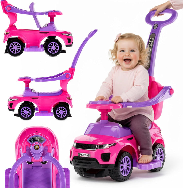 4in1 Kinderauto Rutschauto ab 2 Jahre und Schiebeauto mit Hupe und Musik, Rutschauto mit Stauraum un
